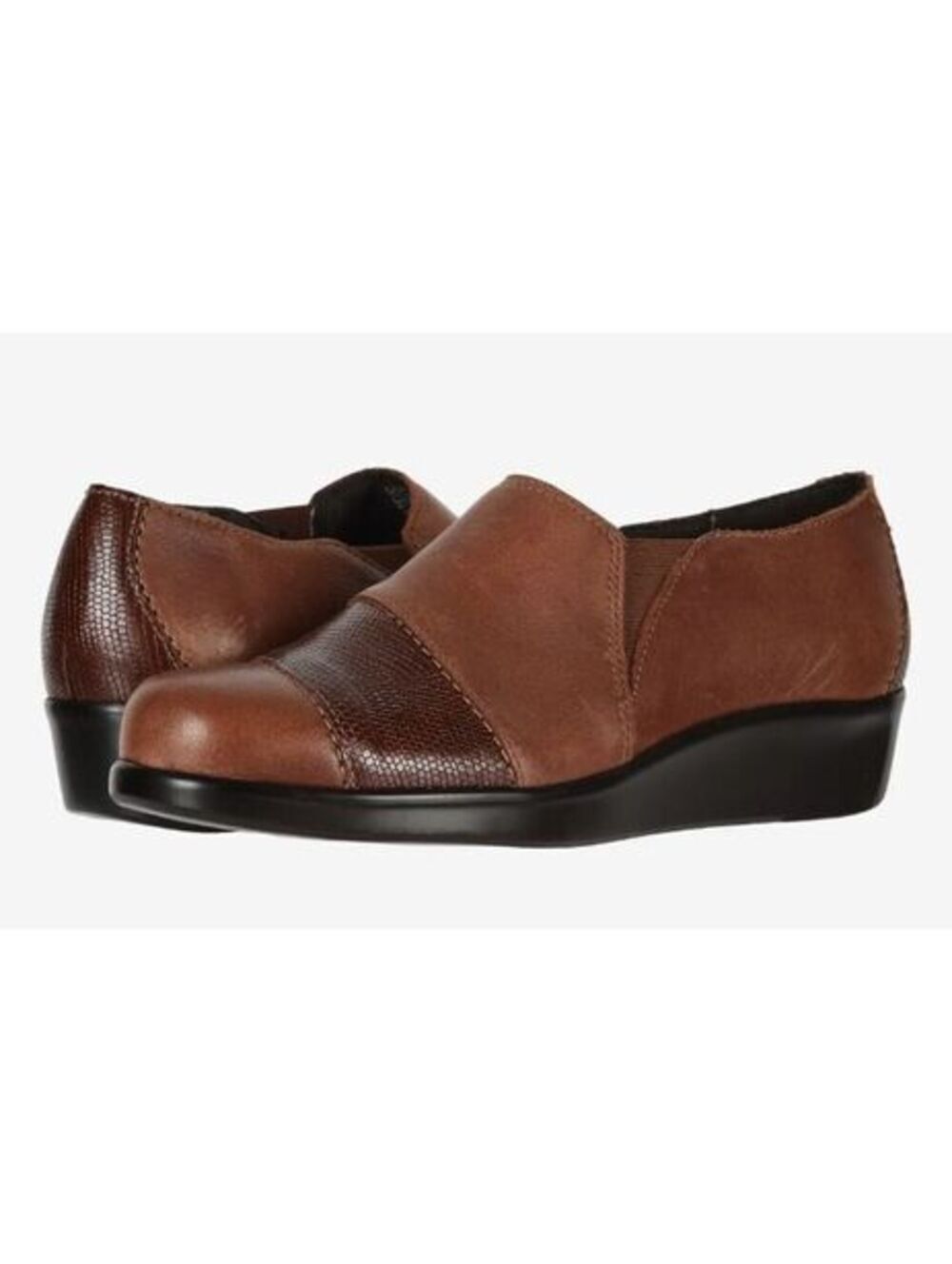 SAS Womens Nora slip on loafer wedge shoes brown leather size 8 tripod comfort